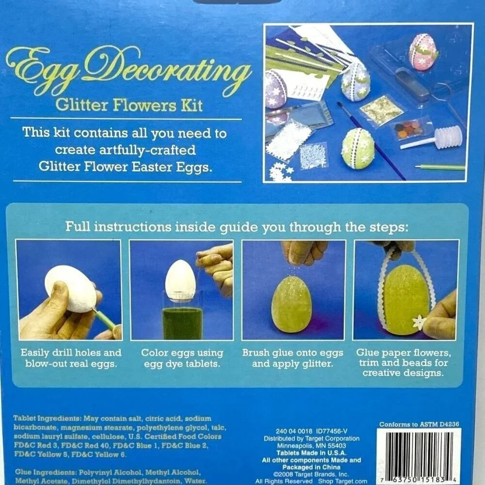 Target 2008 Easter Egg Decorating Glitter Flowers Craft Kit